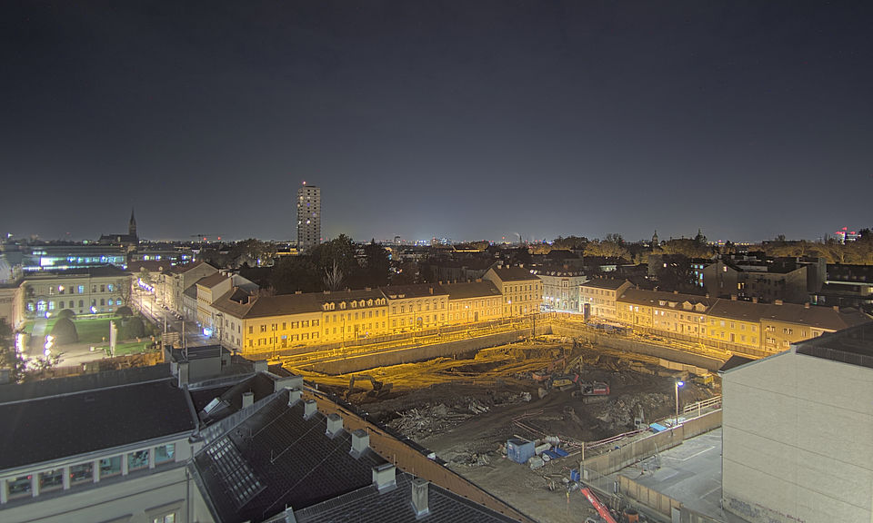 Livebild Baukamera 2 - Webcam 'Gesamtpanorama Nordseite' - Baustelle Neubau Graz Center of Physics, Universität und TU Graz (ca. 5 Minuteninterval)