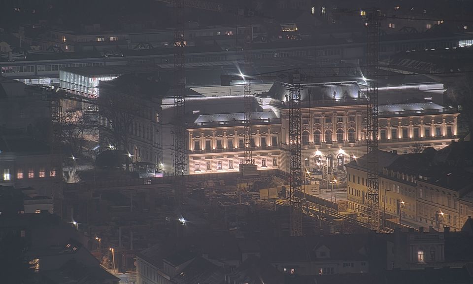 Livebild Baukamera 3 - Webcam 'Gesamtpanorama Westseite' - Baustelle Neubau Graz Center of Physics, Universität und TU Graz (ca. 5 Minuteninterval)