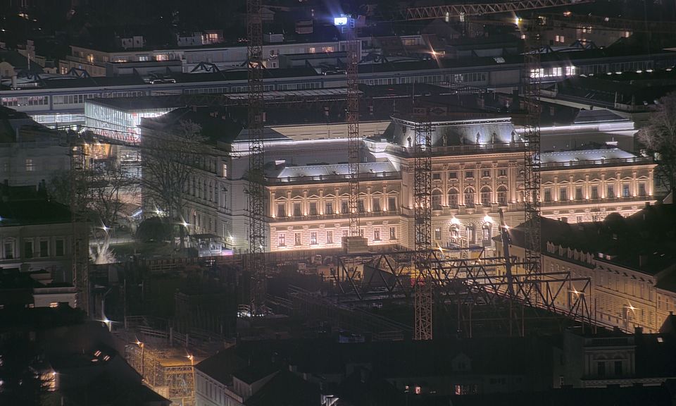 Livebild Baukamera 3 - Webcam 'Gesamtpanorama Westseite' - Baustelle Neubau Graz Center of Physics, Universität und TU Graz (ca. 5 Minuteninterval)