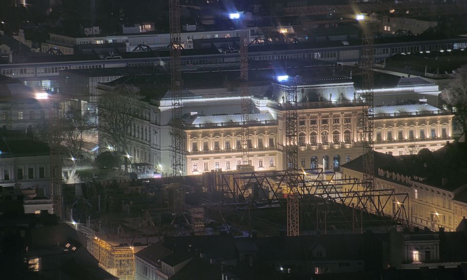 Livebild Baukamera 3 - Webcam 'Gesamtpanorama Westseite' - Baustelle Neubau Graz Center of Physics, Universität und TU Graz (ca. 5 Minuteninterval)